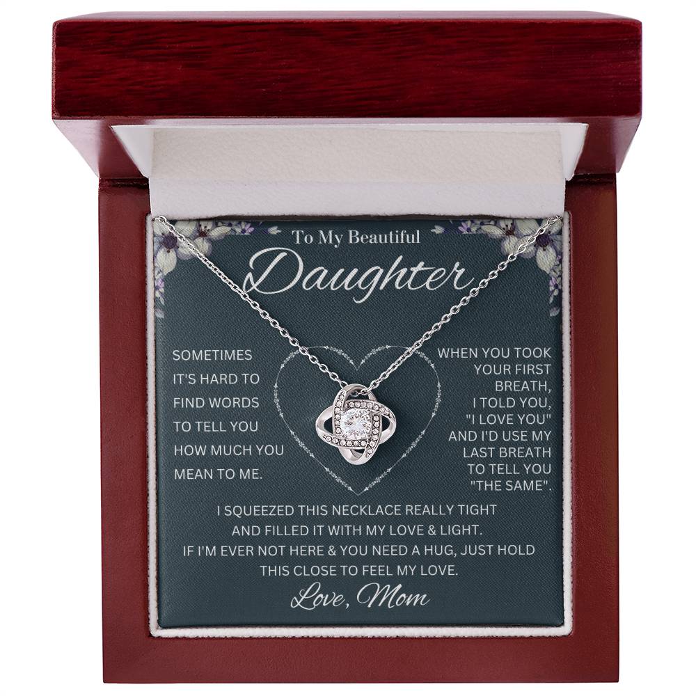 To My Daughter - I Love You, Love Mom Love Knot Necklace