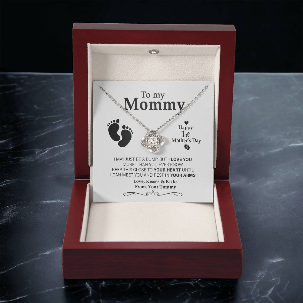 Happy 1St Mother's Day Expecting Mother Gift Present For Pregnant Friend Not For Baby Unique Gifts For Mom To Be Love Knot Necklace