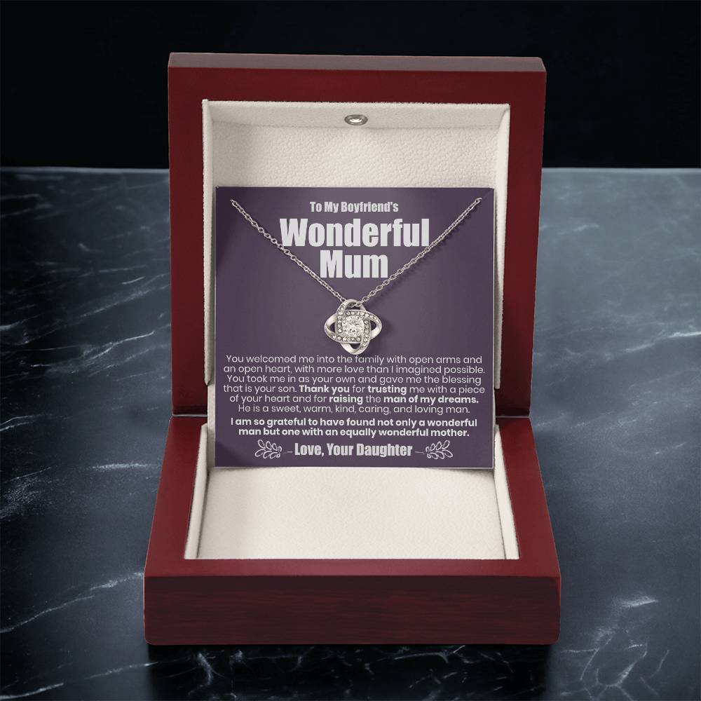 To My Boyfriend's Wonderful Mum - The Love Knot Necklace Love Knot Necklace