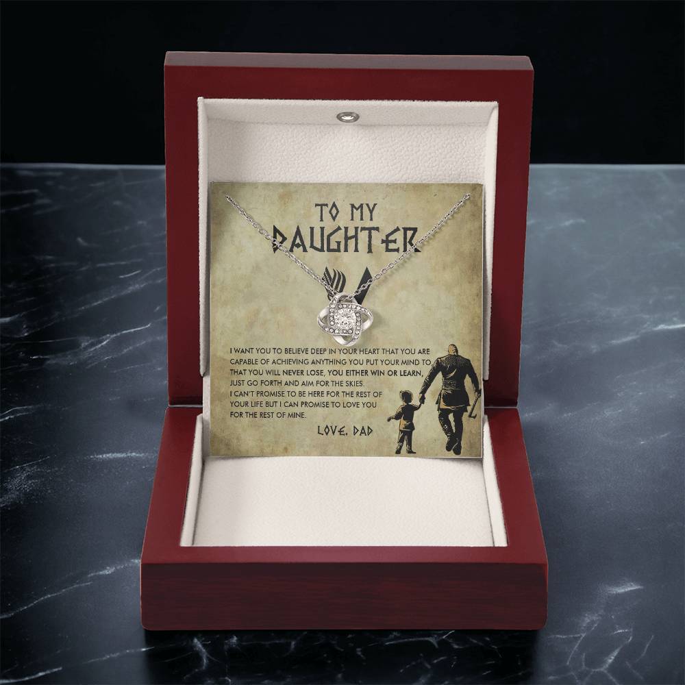 To My Daughter Jewelry With Luxury Box Daughter Birthday Gift Viking Girl Bold Brave Strong Viking Dad Chr Love Knot Necklace