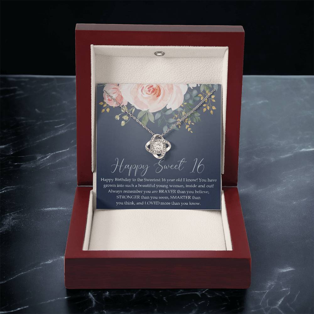 Sweet 16 Gift 16Th Birthday Gift Girl Necklace Sweet 16 Necklace Love Knot Necklace