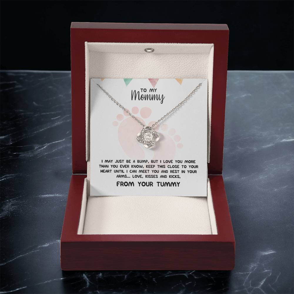To My Mommy Necklace For Her Baby Shower Gift Love From Baby Bump Expecting Mother Pendant First Time Mom New Mommy Gif Love Knot Necklace