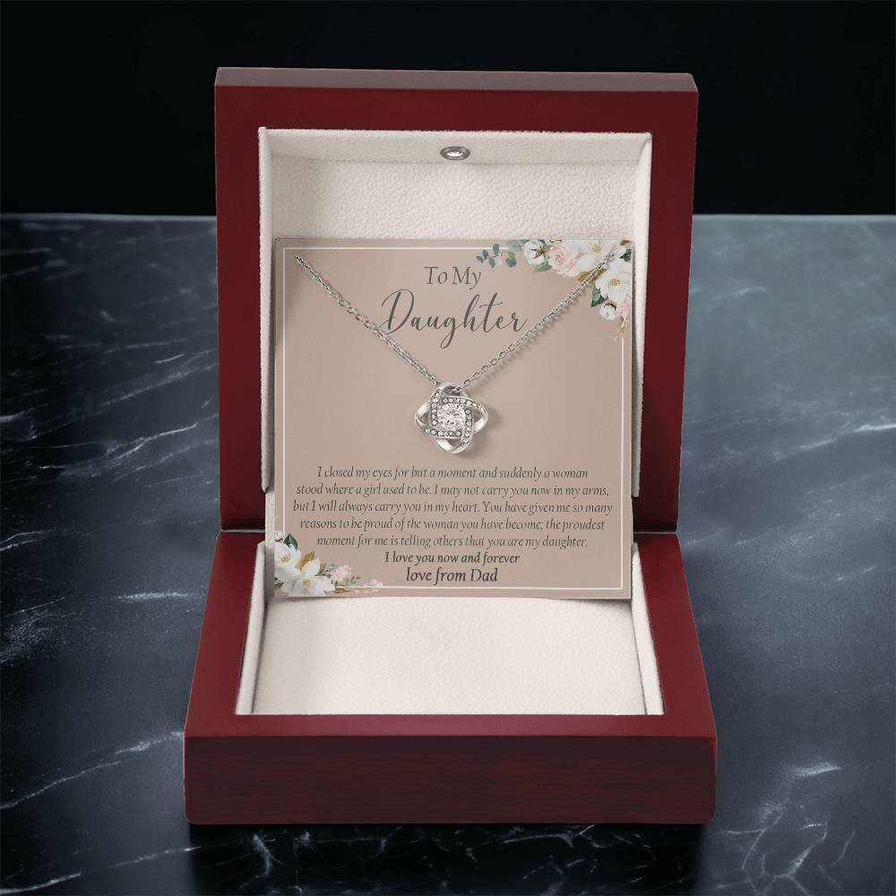 To My Daughter Necklace Gift For Daughter From Dad Daughter Birthday Graduation Gift Love Knot Necklace