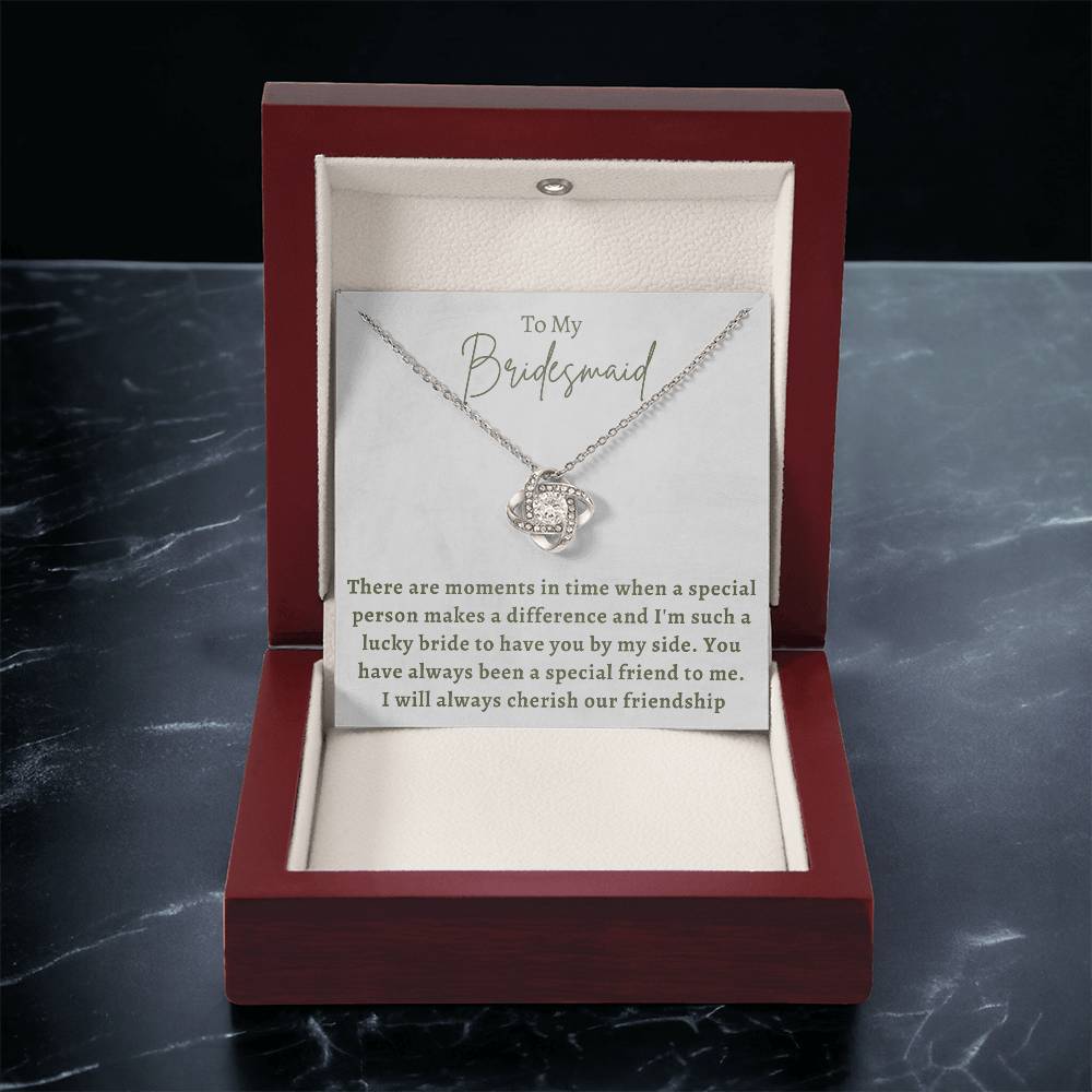 Bridesmaid For A Day Friends For Life Love Knot Necklace