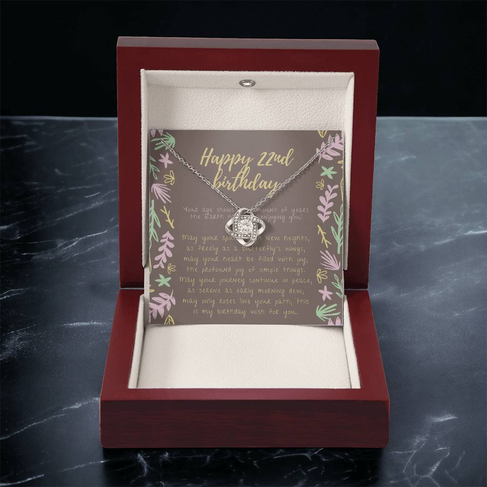 Happy 22Nd Birthday Gifts For 22Nd Birthday 22Nd Birthday Gift For Her 22 Year Old Female Best Friend 22Nd B Love Knot Necklace
