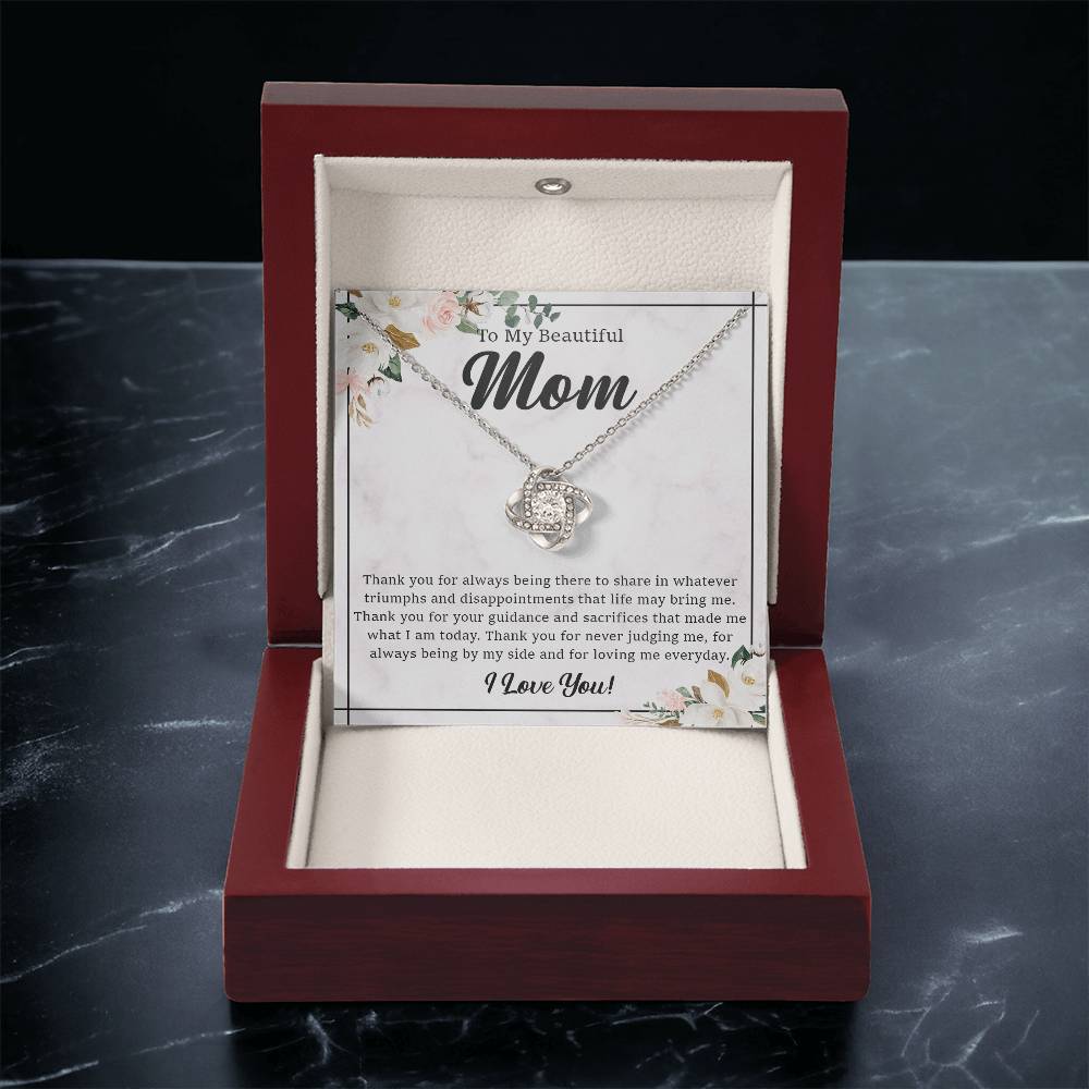 To My Beautiful Mom Necklace Gift For Mom From Daughter From Son Mother's Day Gift Thank You Mom Love Knot Necklace