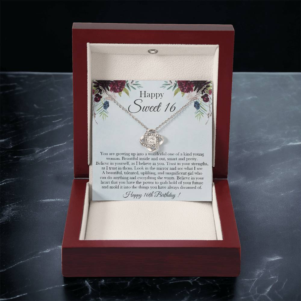 Sweet 16 Gift 16Th Birthday Gift For Her Sweet 16 Necklace Gift For 16 Year Old Girl Love Knot Necklace
