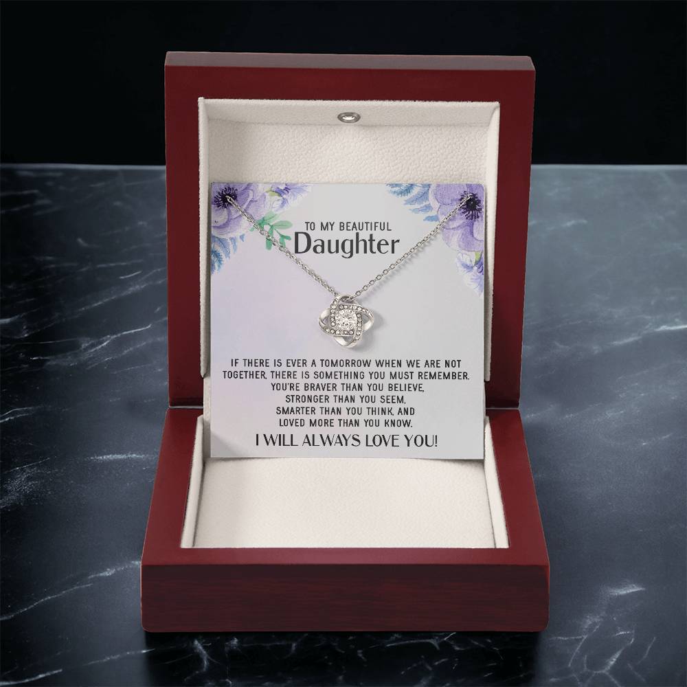 To My Daughter Necklace Gift From Mom Mothers Day Gift For Daughter From Mother Sentimental Jewelry Gifts For Daughter 1 Love Knot Necklace