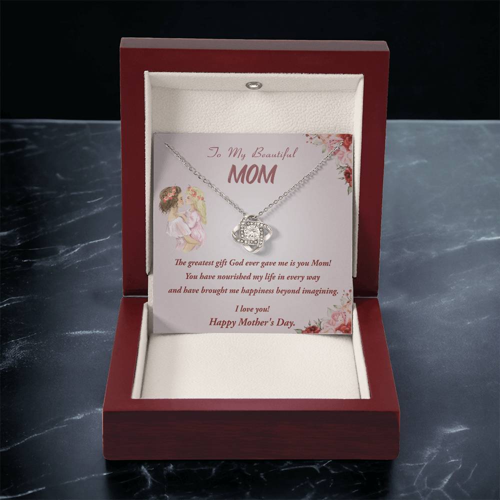 Mother's Day Gift Necklace To Mom From Daughter Gift Necklace Love Knot Pendant Necklace For Mom Mother's Day Gifts Love Knot Necklace