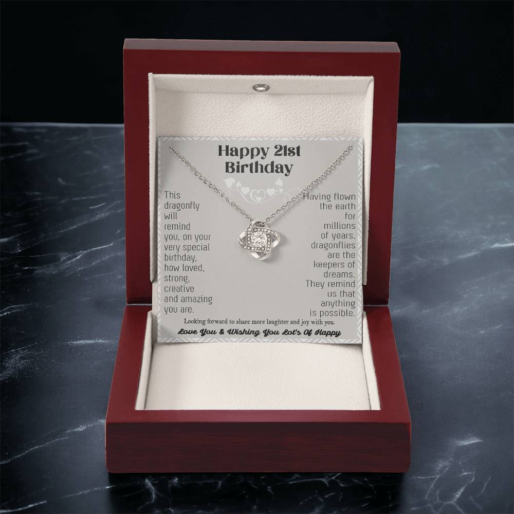 21St Birthday Dragonfly Necklace Gift Happy 21St Birthday Gifts For Her Best Friend Daughter Sister Niece Auntie Necklace Happy 21 Birthday Birthday Ne Love Knot Necklace