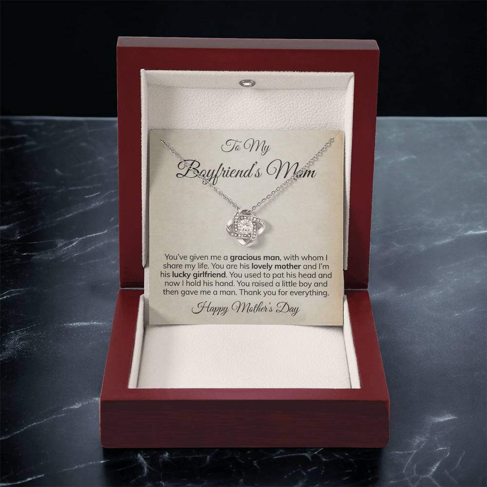 To My Boyfriend's Mom Necklace Happy Mother's Day Mother's Day Gift For Mom Of Boyfriend Love Knot Necklace