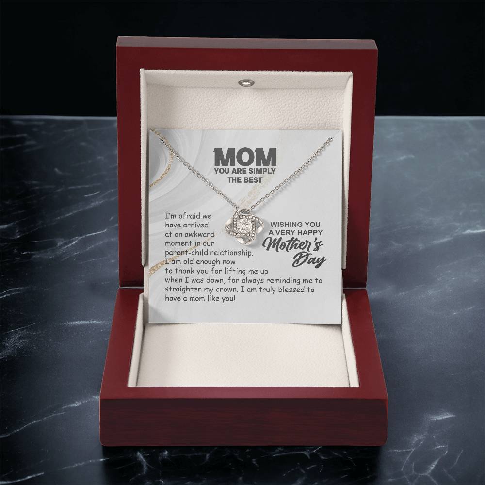 Simply The Best Mom-Love Knot Necklace Love Knot Necklace
