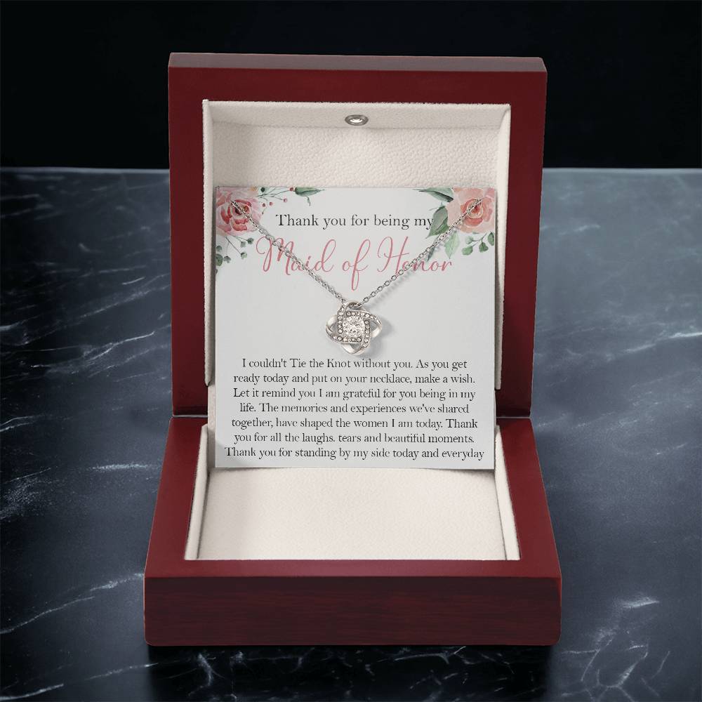 Maid Of Honor Wedding Day Gift Maid Of Honor Necklace Gift Maid Of Honor Gift From Love Knot Necklace