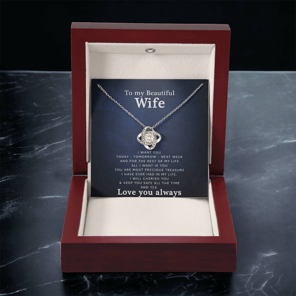To My Wife - Love You Love Knot Necklace