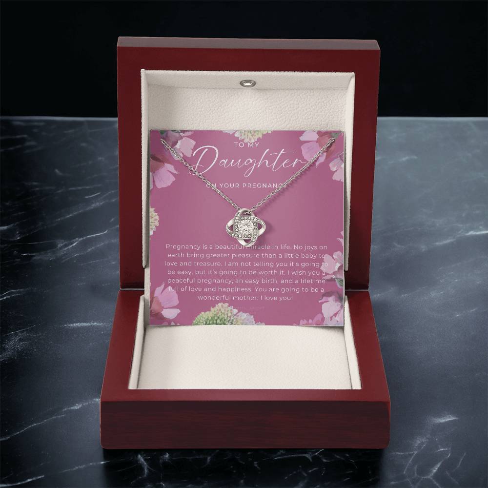 Pregnancy Gift For Daughter Expecting Mom Gift Pregnant Daughter Gift From Mom New Mom Baby Shower Gift Love Knot Necklace
