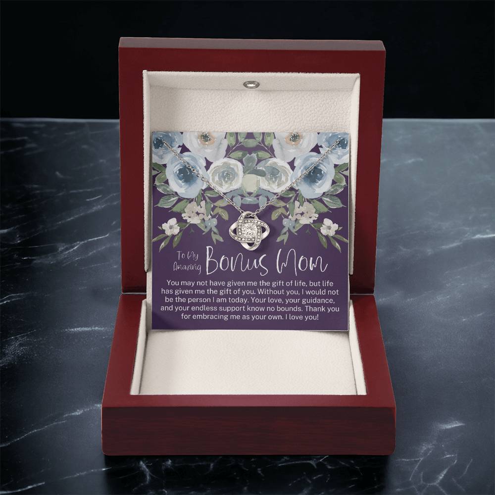 Bonus Mom Necklace Mothers Day Gift Daughter To Mom Gift Bonus Mom Step Mom Gift Present For Stepmom On Mothers Day Stepmom Necklace Love Knot Necklace