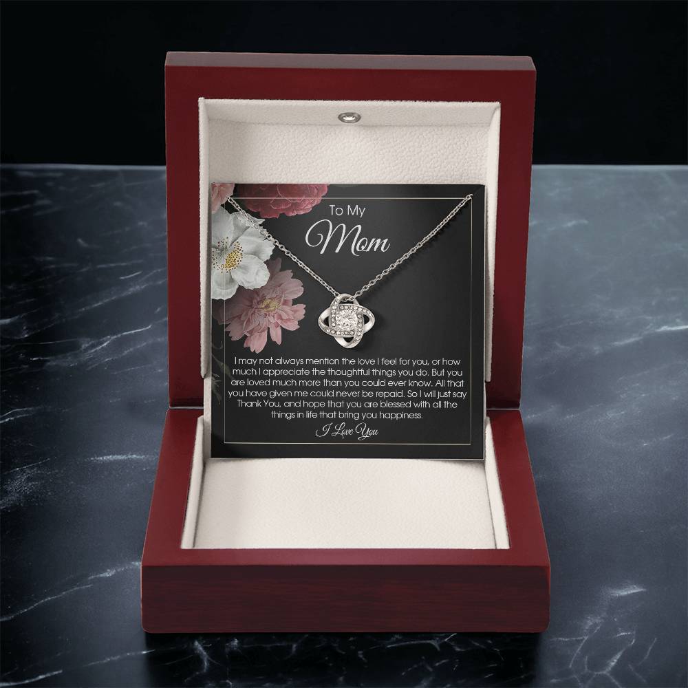 To My Mom Necklace Gift For Mom From Son Or Daughter Sentimental Gift For Birthday Mother's Day Love Knot Necklace