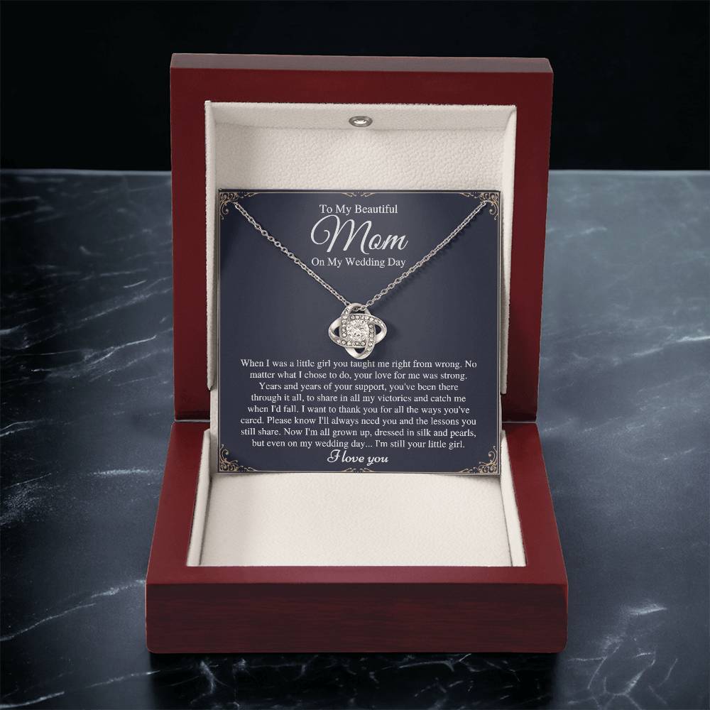Mom On Love Knot Necklace