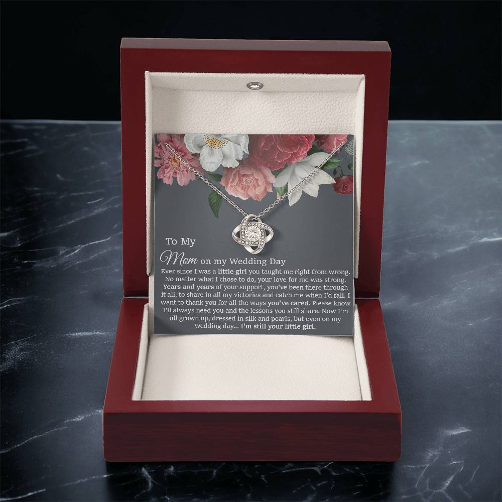 To My Mom On My Wedding Day Gift Wedding Necklace Gift For Mom From Bride Love Knot Necklace