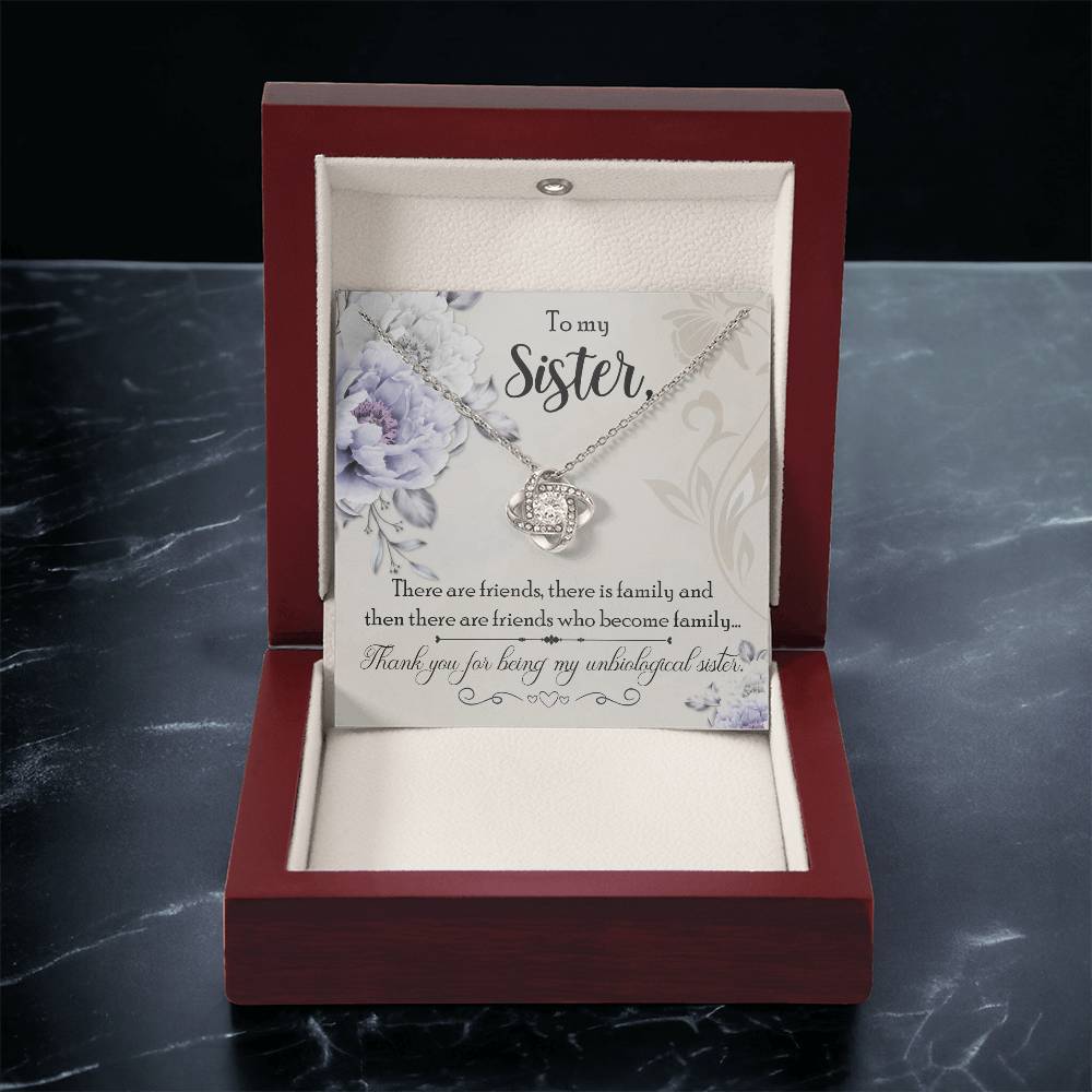 To My Unbiological Sis Love Knot Necklace