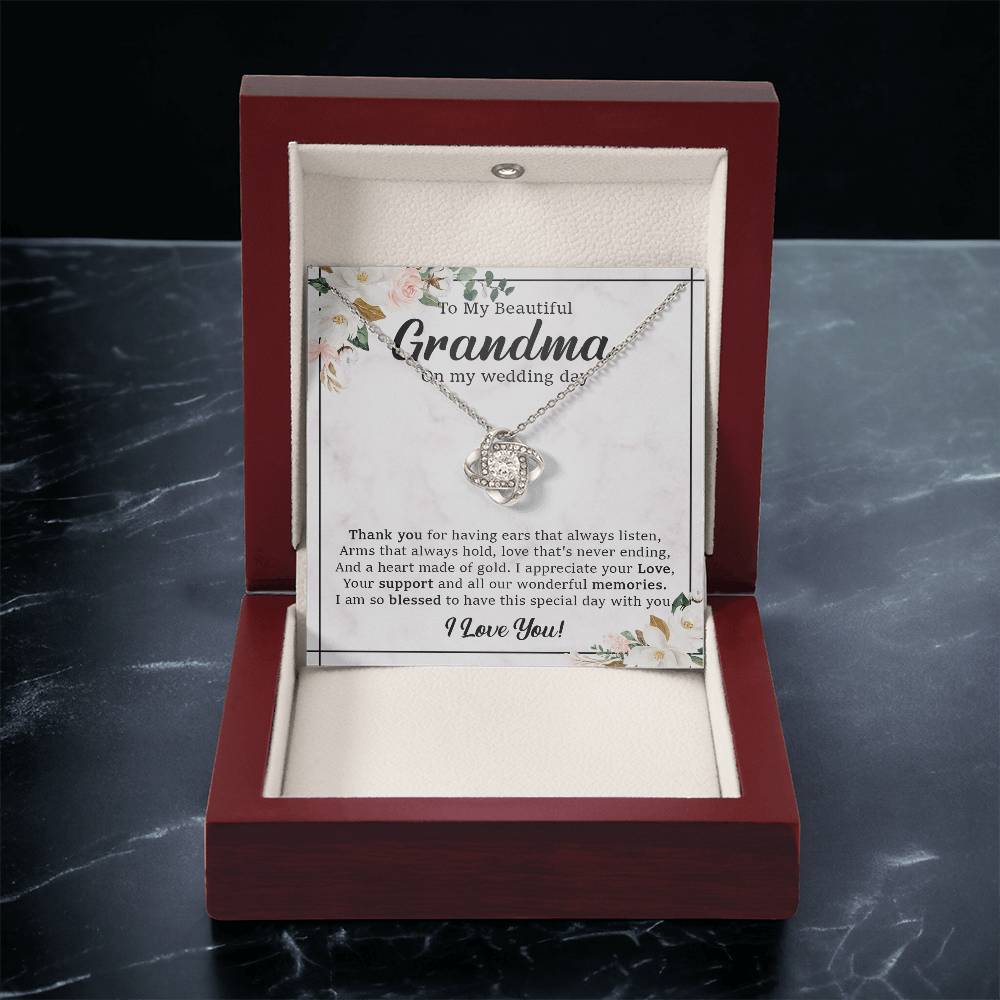 To Grandma Wedding Gift For Grandma Of The Bride Grandmother Wedding Gift From Granddaughter Love Knot Necklace