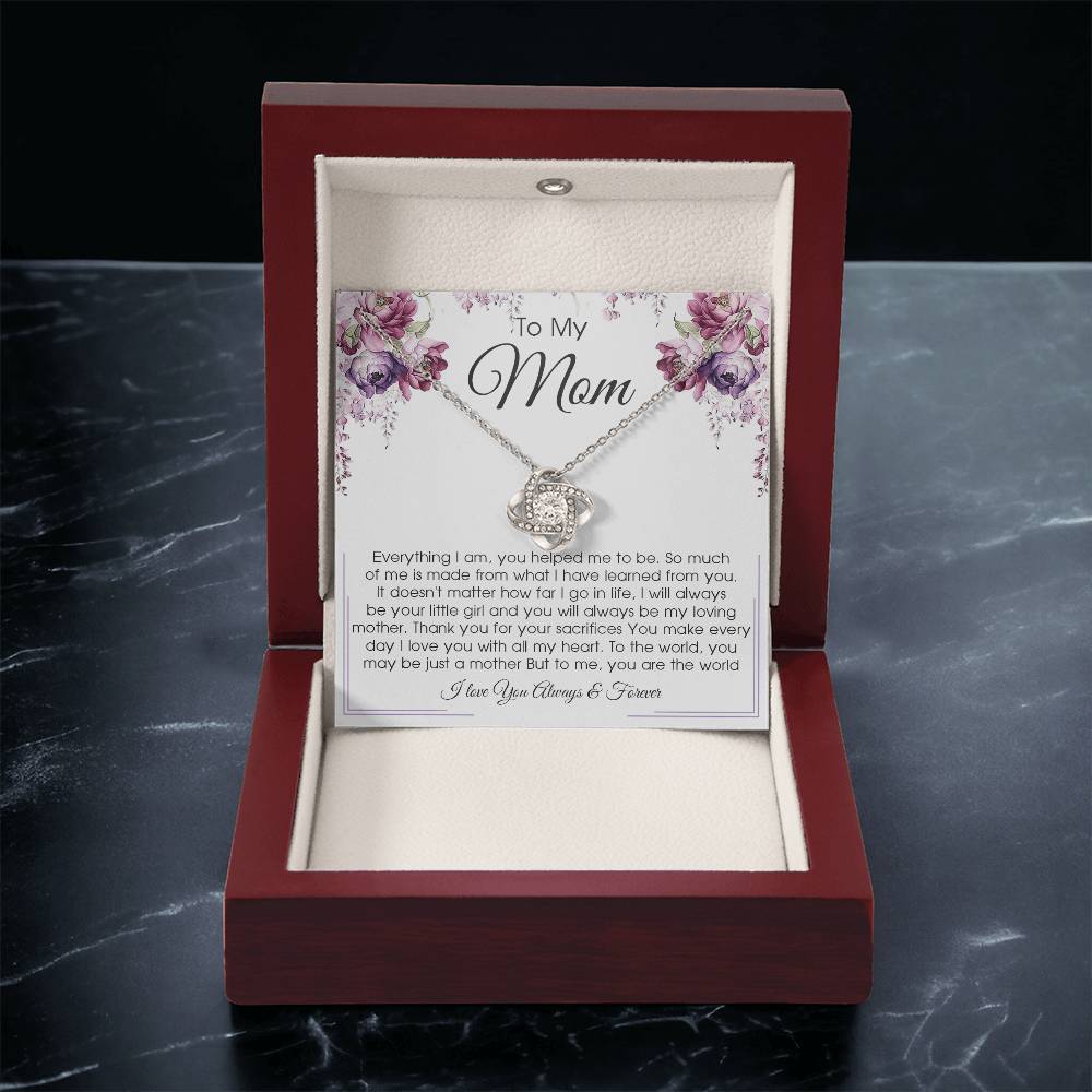 Gift For Mom From Daughter Or Son To My Mom Necklace Mother's Day Gift Mom Birthday Unique Message Card Gift Love Knot Necklace
