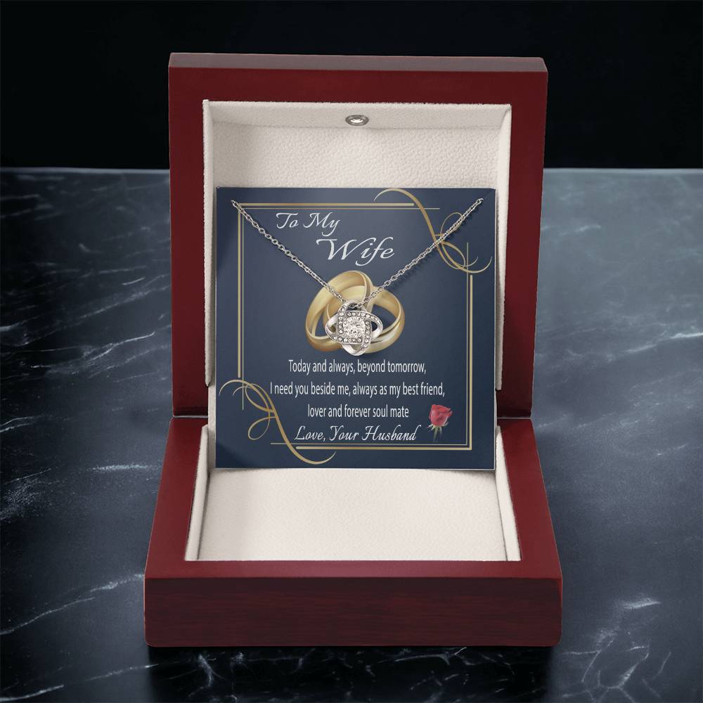 To My Wife Gift Necklace Message Card Necklace To Wife From Husband Anniversary Gift For Wife Birthday Gift Necklace Fo Love Knot Necklace
