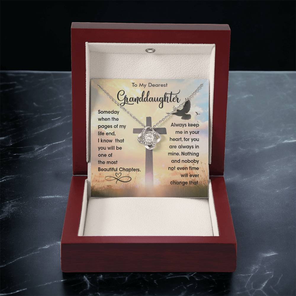 To My Dearest Granddaughter - Heart Melt Message Love Knot Necklace?? Love Knot Necklace