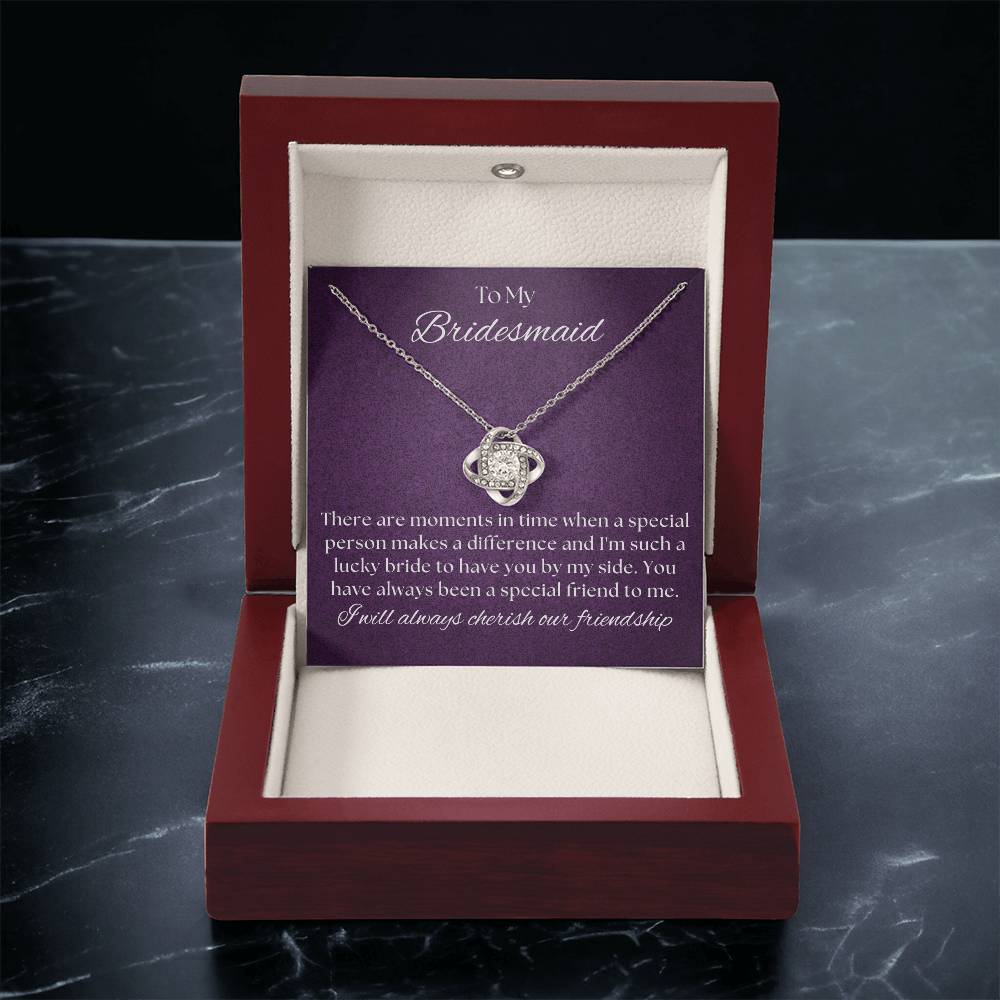 Bridesmaid For A Day Friends For Life(2) Love Knot Necklace