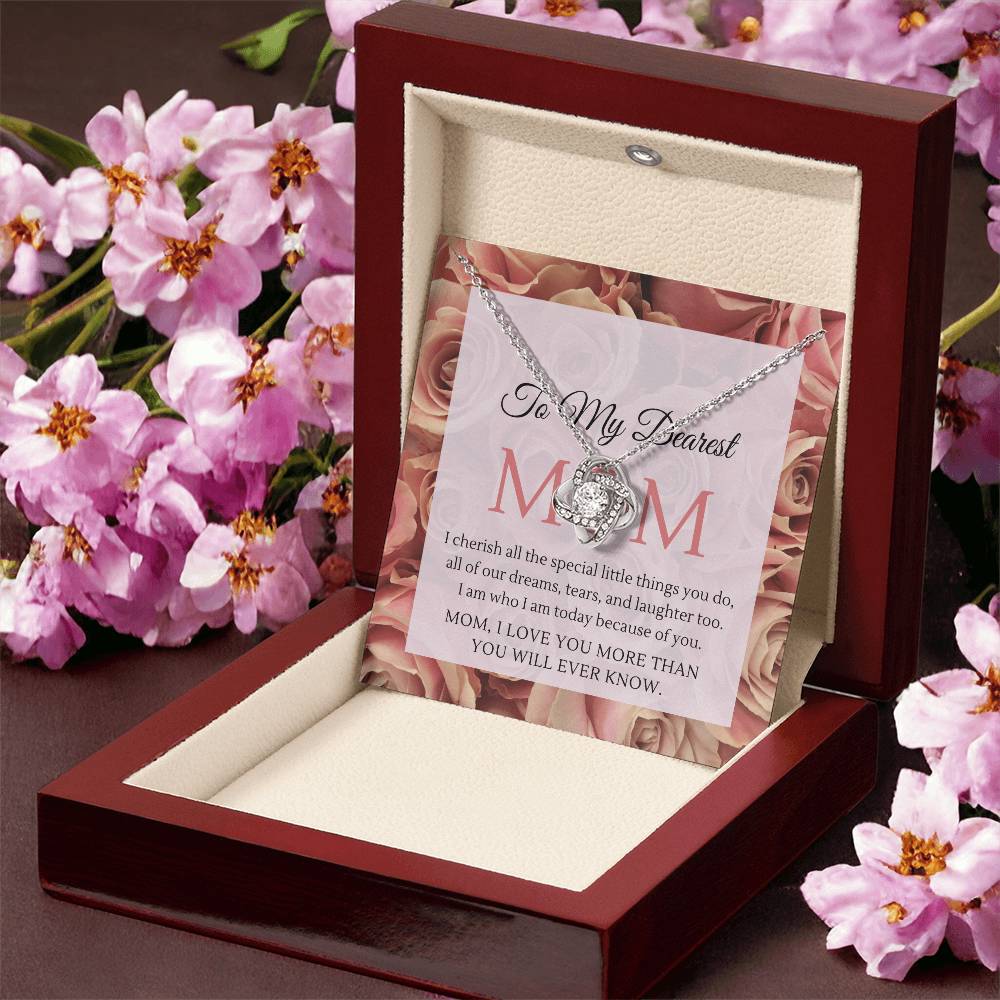 Mom I Love You More Than You Will Ever Know Cz Pendant And Earrings Gift Set Love Knot Necklace