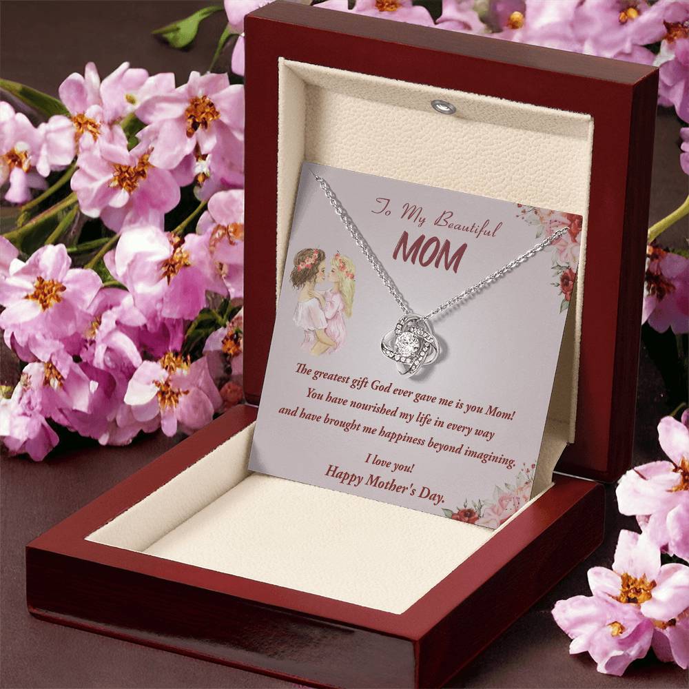 Mother's Day Gift Necklace To Mom From Daughter Gift Necklace Love Knot Pendant Necklace For Mom Mother's Day Gifts Love Knot Necklace