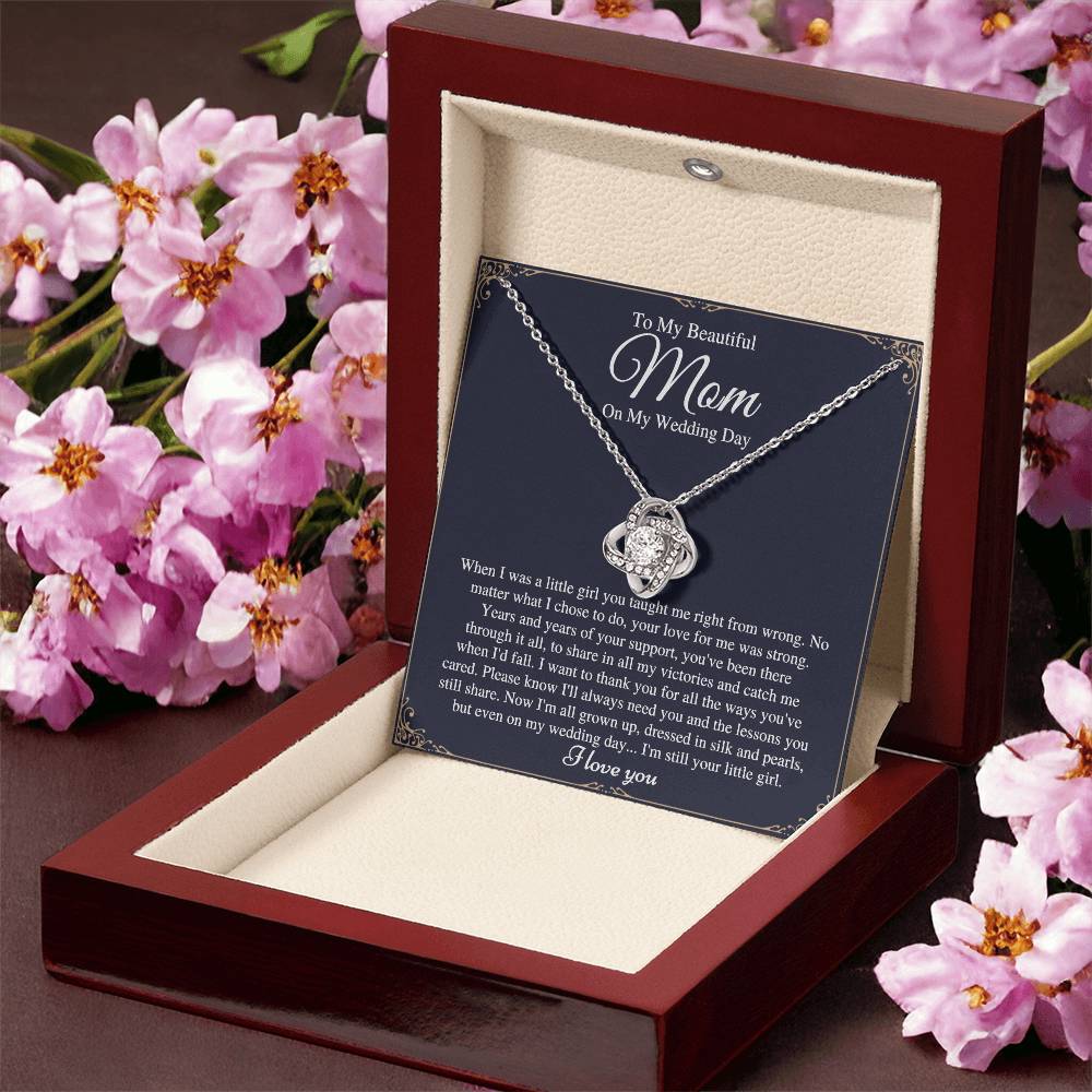 Mom On Love Knot Necklace