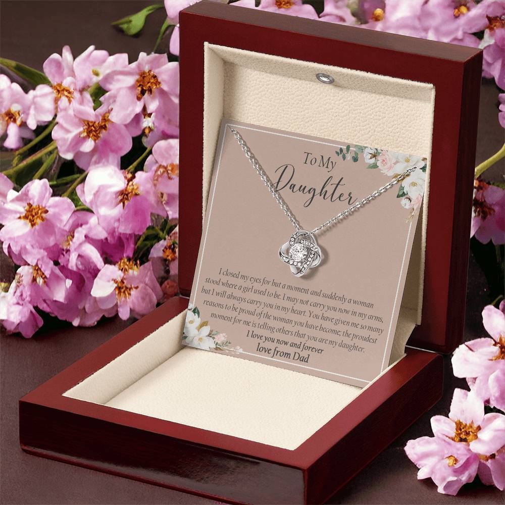To My Daughter Necklace Gift For Daughter From Dad Daughter Birthday Graduation Gift Love Knot Necklace
