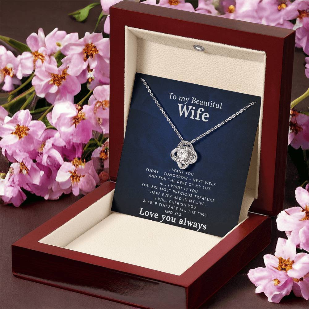 To My Wife - Love You Love Knot Necklace