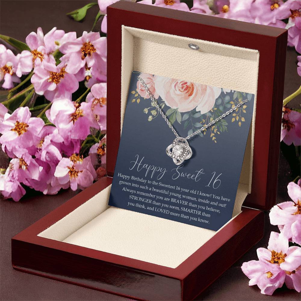 Sweet 16 Gift 16Th Birthday Gift Girl Necklace Sweet 16 Necklace Love Knot Necklace