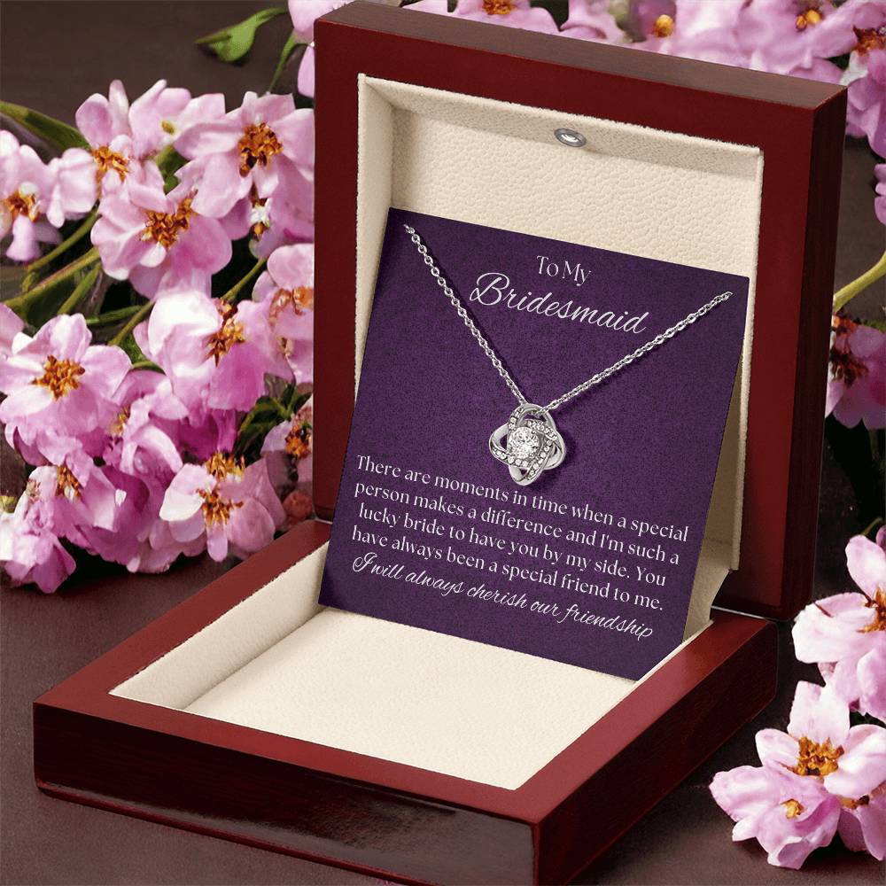 Bridesmaid For A Day Friends For Life(2) Love Knot Necklace