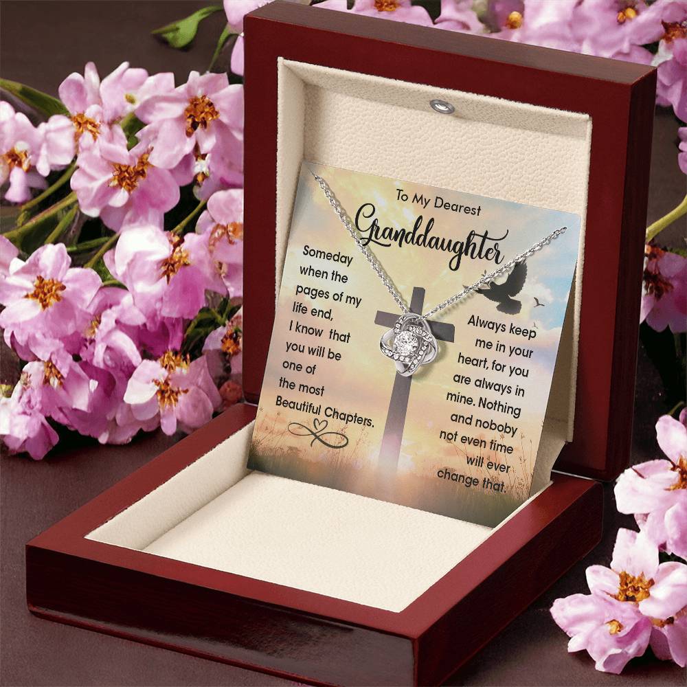 To My Dearest Granddaughter - Heart Melt Message Love Knot Necklace?? Love Knot Necklace