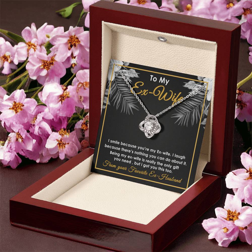 To My Ex-Wife Necklace - Funny Gift For Ex-Wife - Ex-Wife Birthday Christmas Jewelry Gift For E Love Knot Necklace
