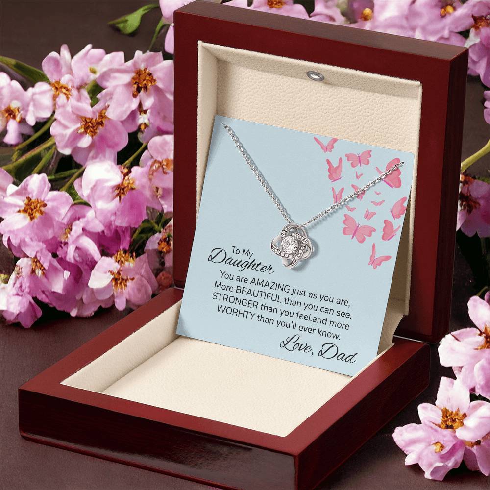 To My Daughter Necklace Gift From Dad Mothers Day Gift For Daughter From Father Sentimental Jewelry Gifts For Dad Love Knot Necklace