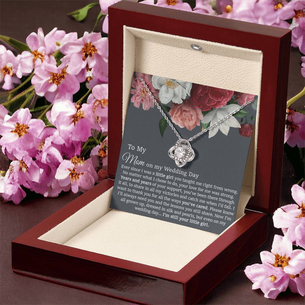 To My Mom On My Wedding Day Gift Wedding Necklace Gift For Mom From Bride Love Knot Necklace