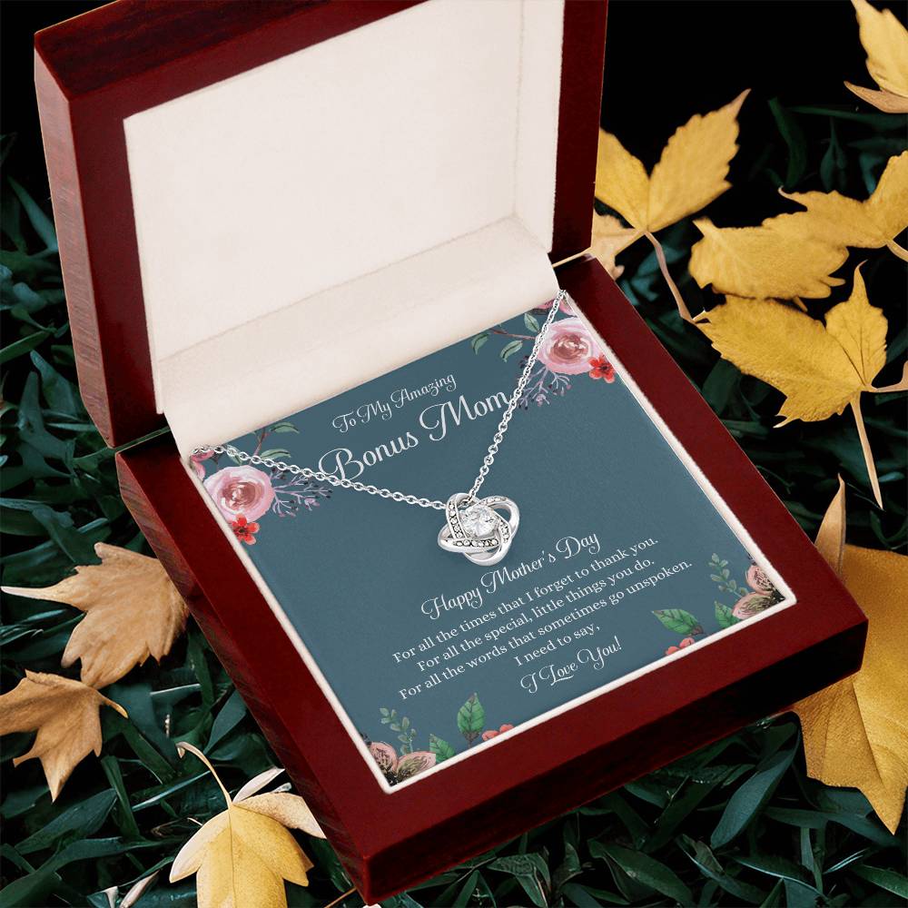 Bonus Mom Necklace Mothers Day Gift Daughter To Mom Gift Bonus Mom Step Mom Gift Present For Stepmom On Mothers Day Stepmom Necklace 1 Love Knot Necklace