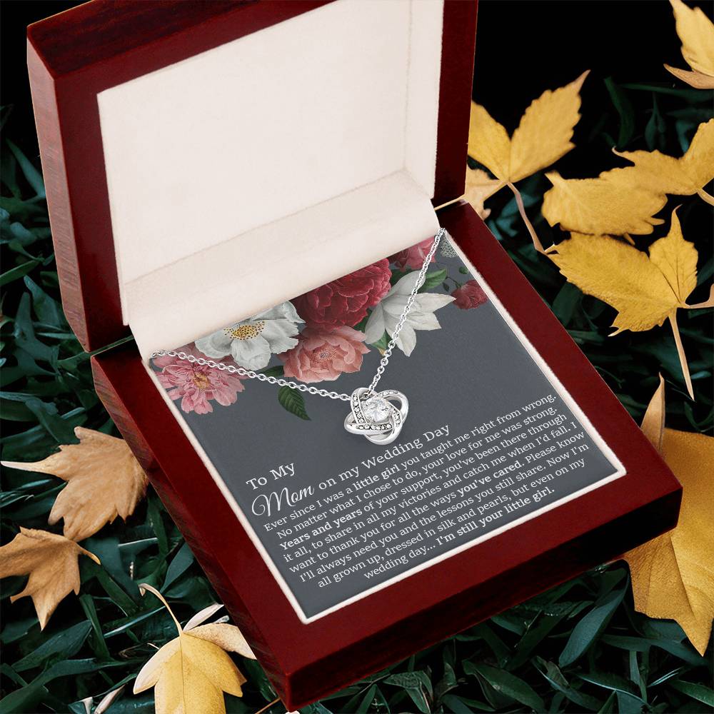 To My Mom On My Wedding Day Gift Wedding Necklace Gift For Mom From Bride Love Knot Necklace