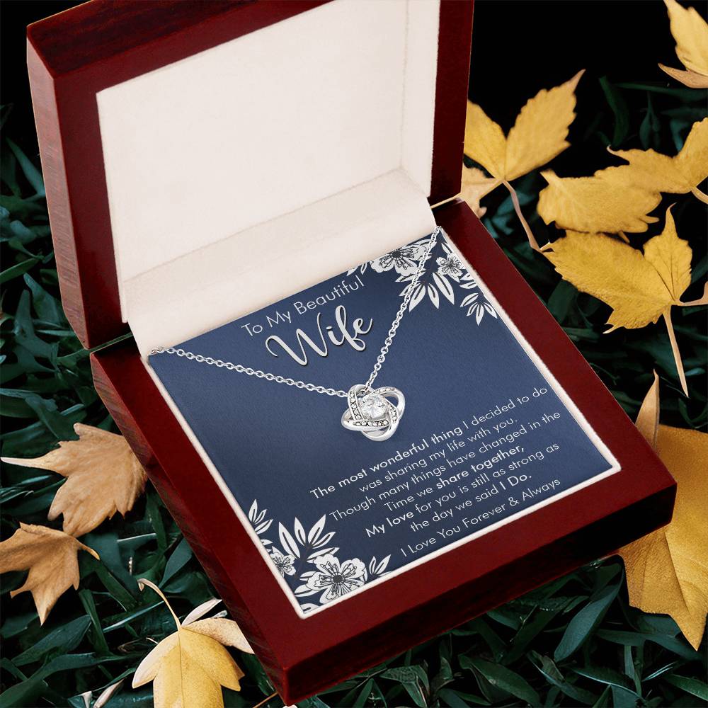 Gift For Wife I Do Navy Flower Love Knot Necklace Love Knot Necklace