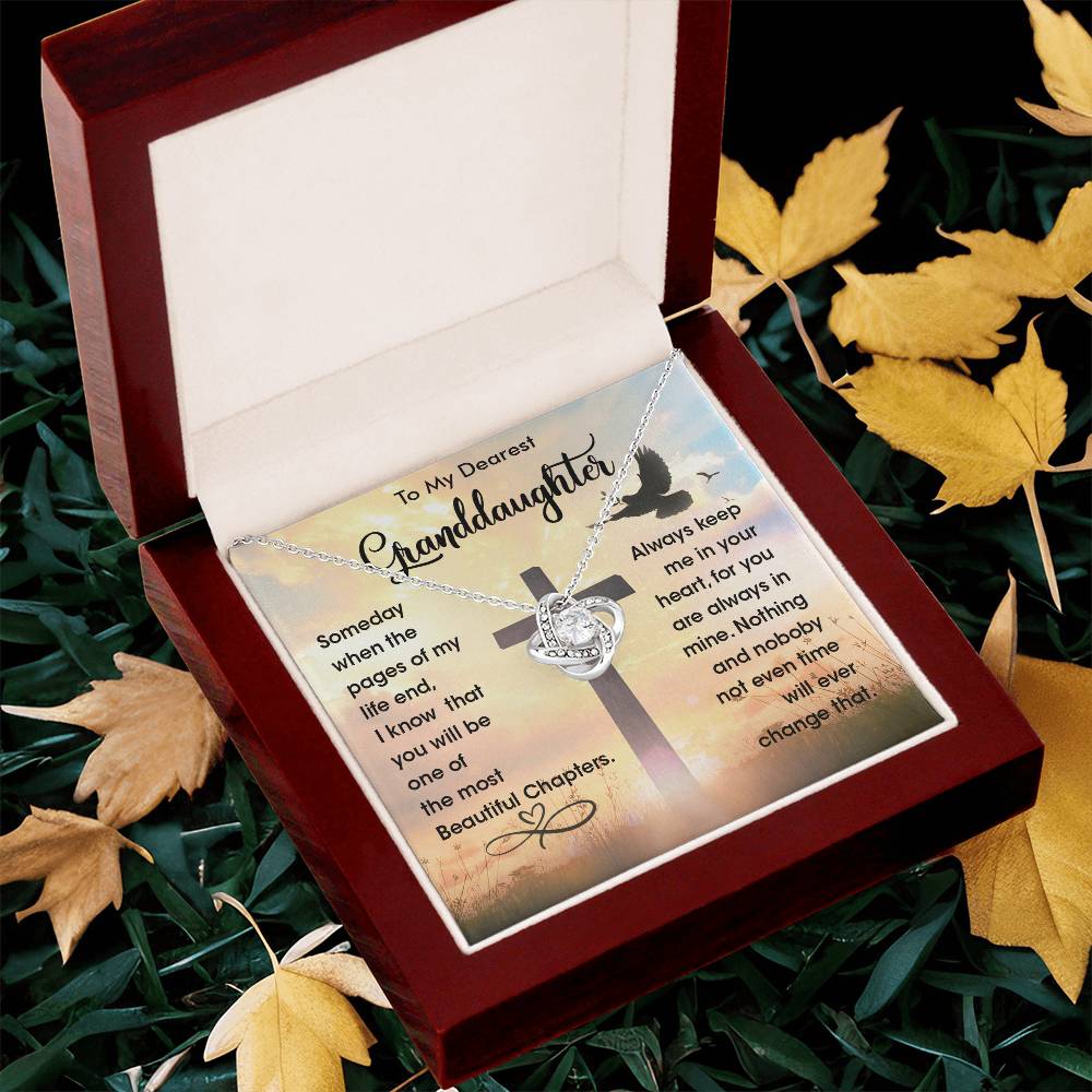 To My Dearest Granddaughter - Heart Melt Message Love Knot Necklace?? Love Knot Necklace