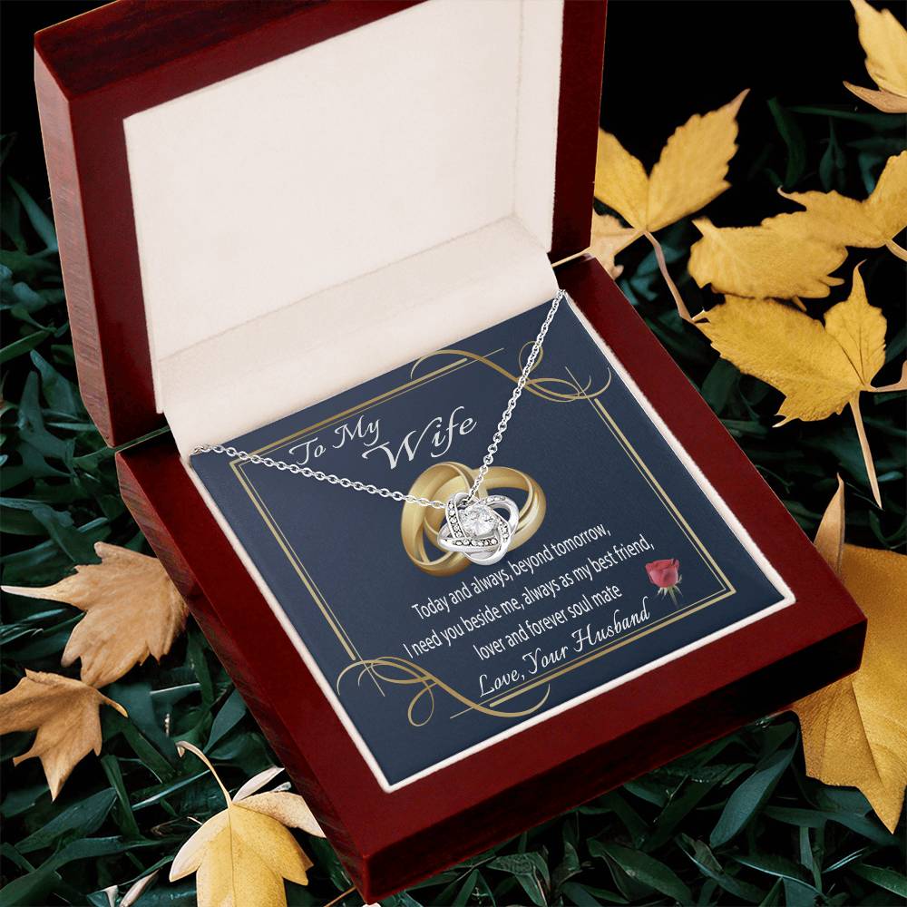 To My Wife Gift Necklace Message Card Necklace To Wife From Husband Anniversary Gift For Wife Birthday Gift Necklace Fo Love Knot Necklace