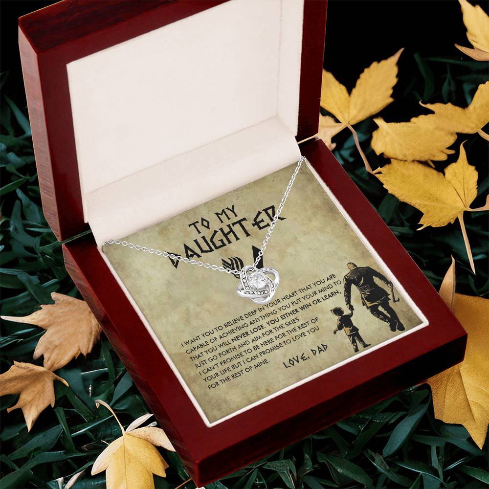 To My Daughter Jewelry With Luxury Box Daughter Birthday Gift Viking Girl Bold Brave Strong Viking Dad Chr Love Knot Necklace