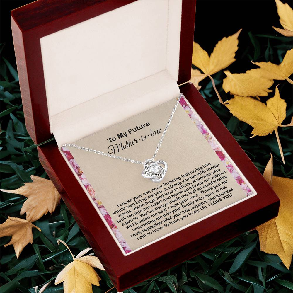 To My Mother In Law Necklace From Daughter Gift To Mother-In-Law For Christmas Birthday Mother's Day Message Card To Mom-In-Law Love Knot Necklace