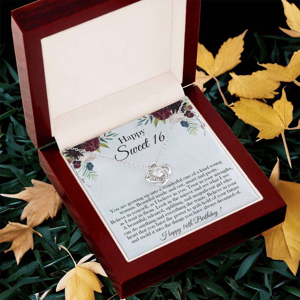 Sweet 16 Gift 16Th Birthday Gift For Her Sweet 16 Necklace Gift For 16 Year Old Girl Love Knot Necklace