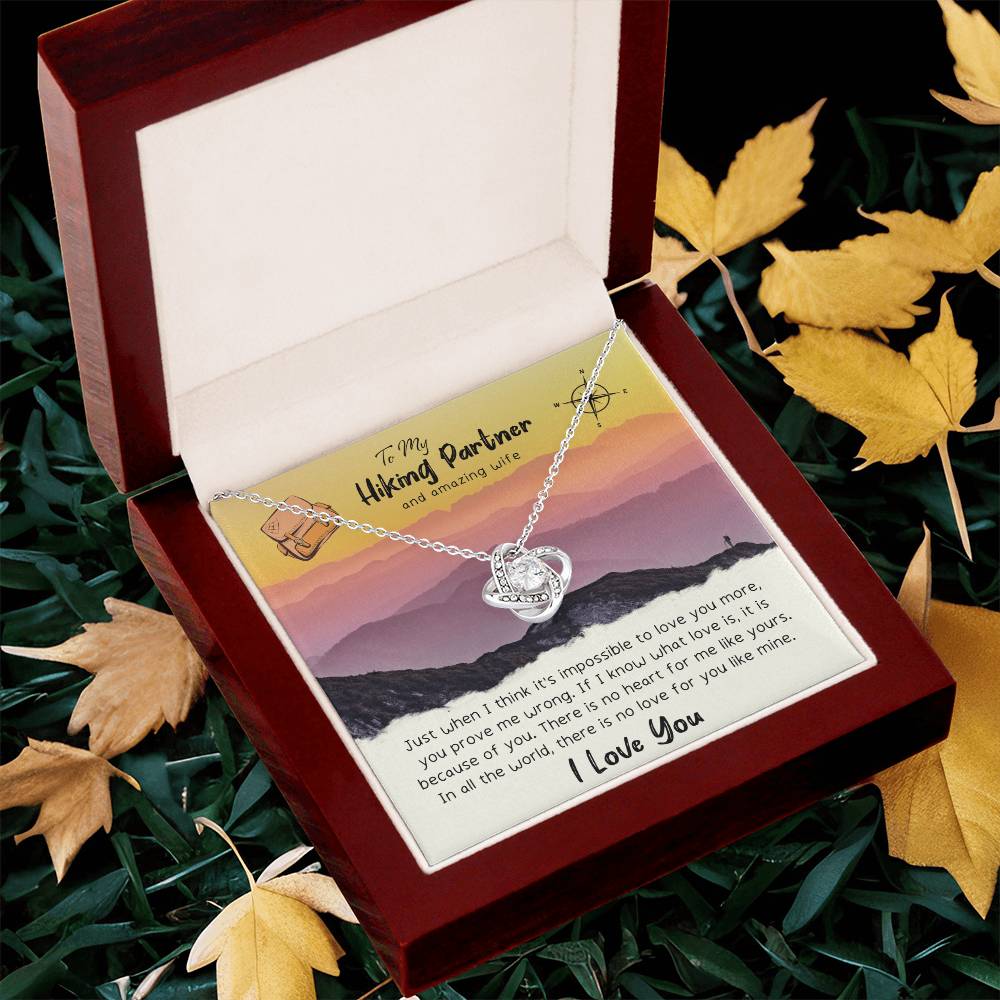 To My Wife Gift Necklace To My Hiking Partner And Amazing Wife Anniversary Gift For Wife Birthday Gift To Wife From H Love Knot Necklace