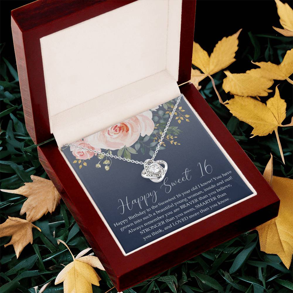 Sweet 16 Gift 16Th Birthday Gift Girl Necklace Sweet 16 Necklace Love Knot Necklace